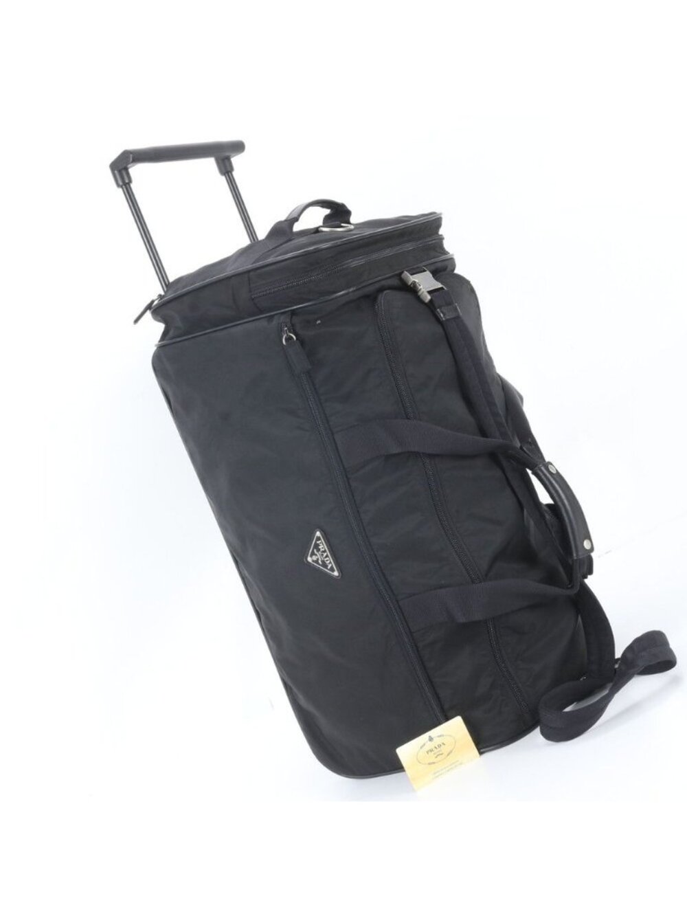 Prada Tessuto Nylon Triangle Logo Leather 2-Way Suitcase Travel Bag